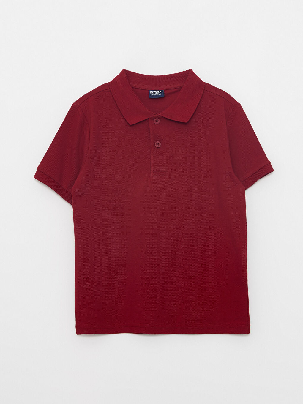 LCW Kids Bordo Polo Yaka Basic Kısa Kollu Pamuklu Erkek Çocuk Tişört - 2