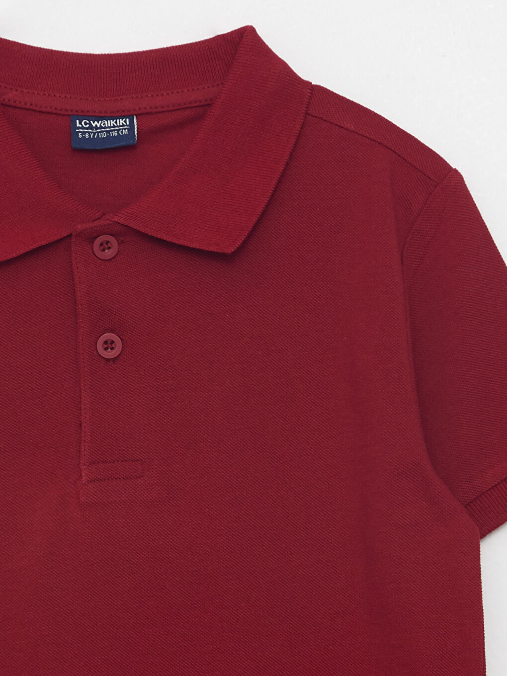 LCW Kids Bordo Polo Yaka Basic Kısa Kollu Pamuklu Erkek Çocuk Tişört - 4