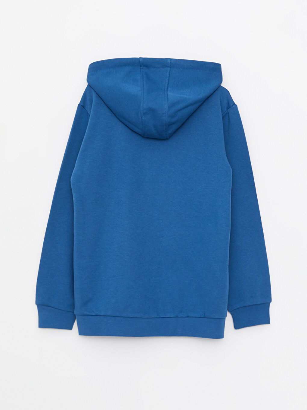 Mavi Kapüşonlu Basic Uzun Kollu Erkek Çocuk Fermuarlı Sweatshirt-1