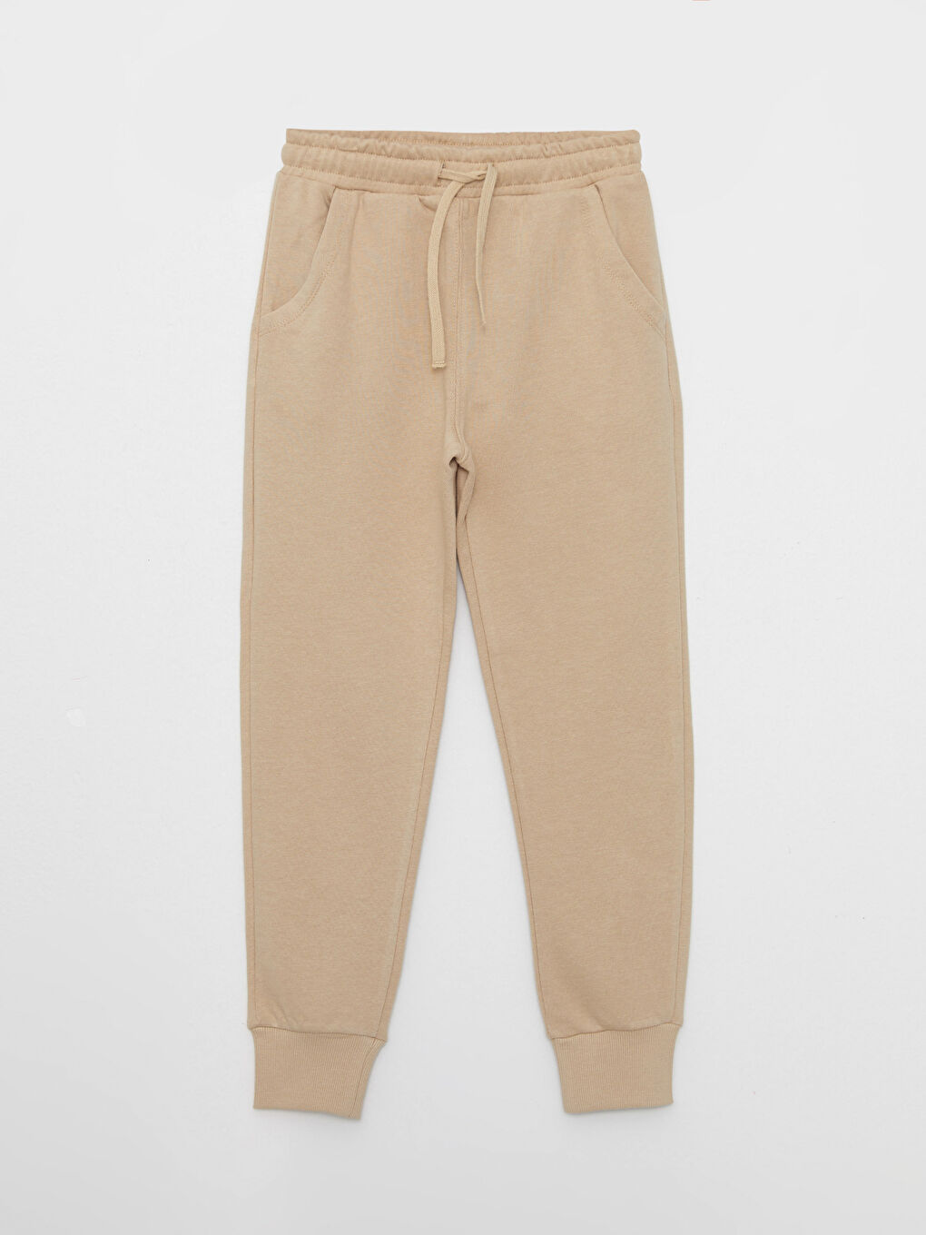 Bej Beli Lastikli Basic Erkek Çocuk Jogger Eşofman Altı