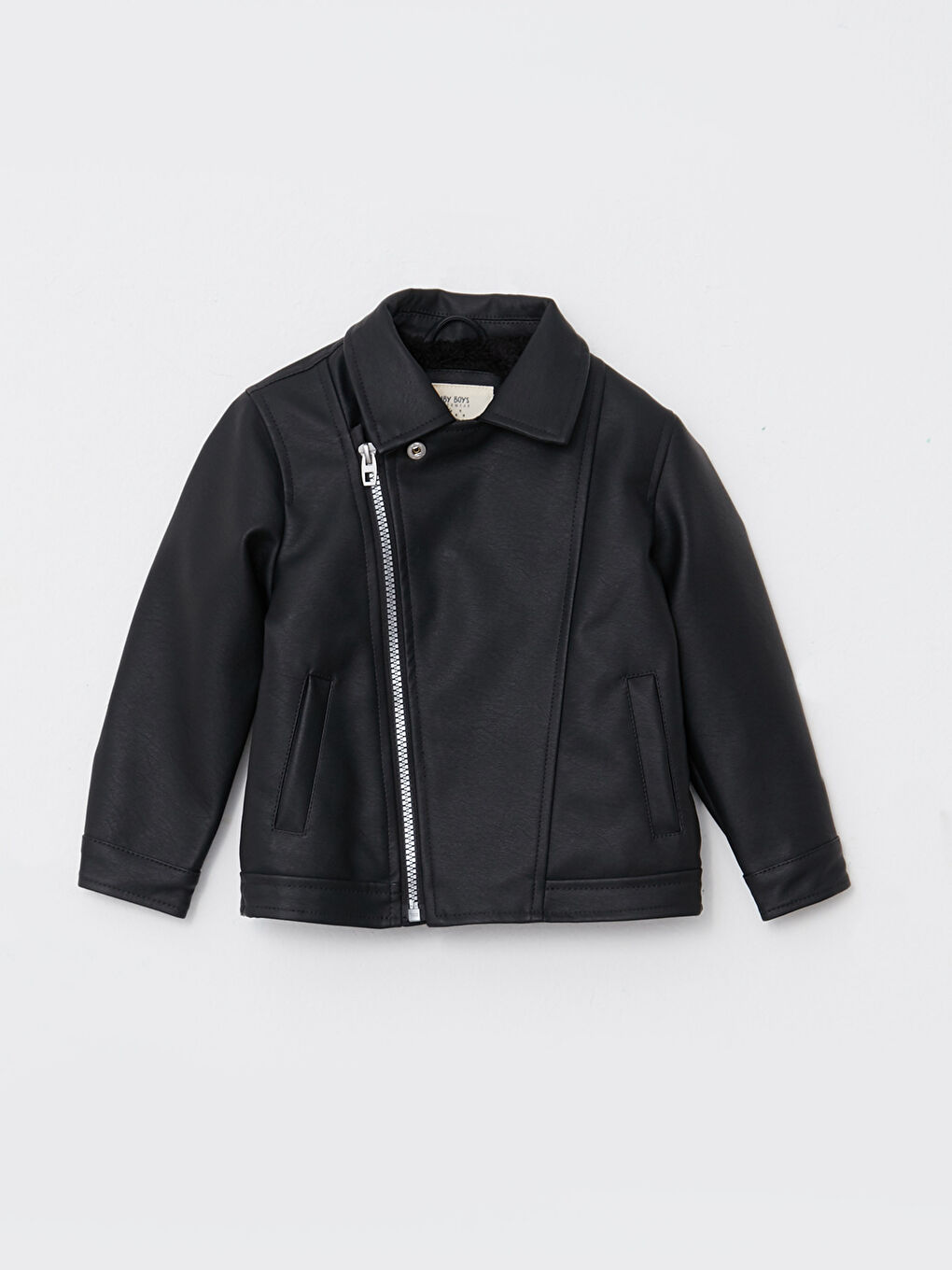 LCW baby Shirt Neck Long Sleeve Faux Leather Baby Boy Coat -W20863Z1-CVL