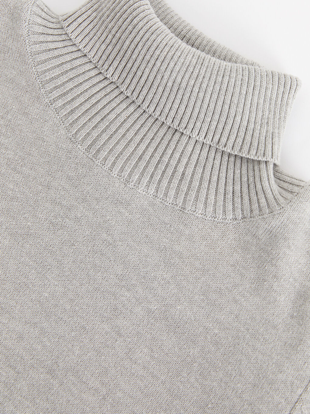 Gri Balıkçı Yaka Basic Uzun Kollu Kız Çocuk Triko Kazak-2