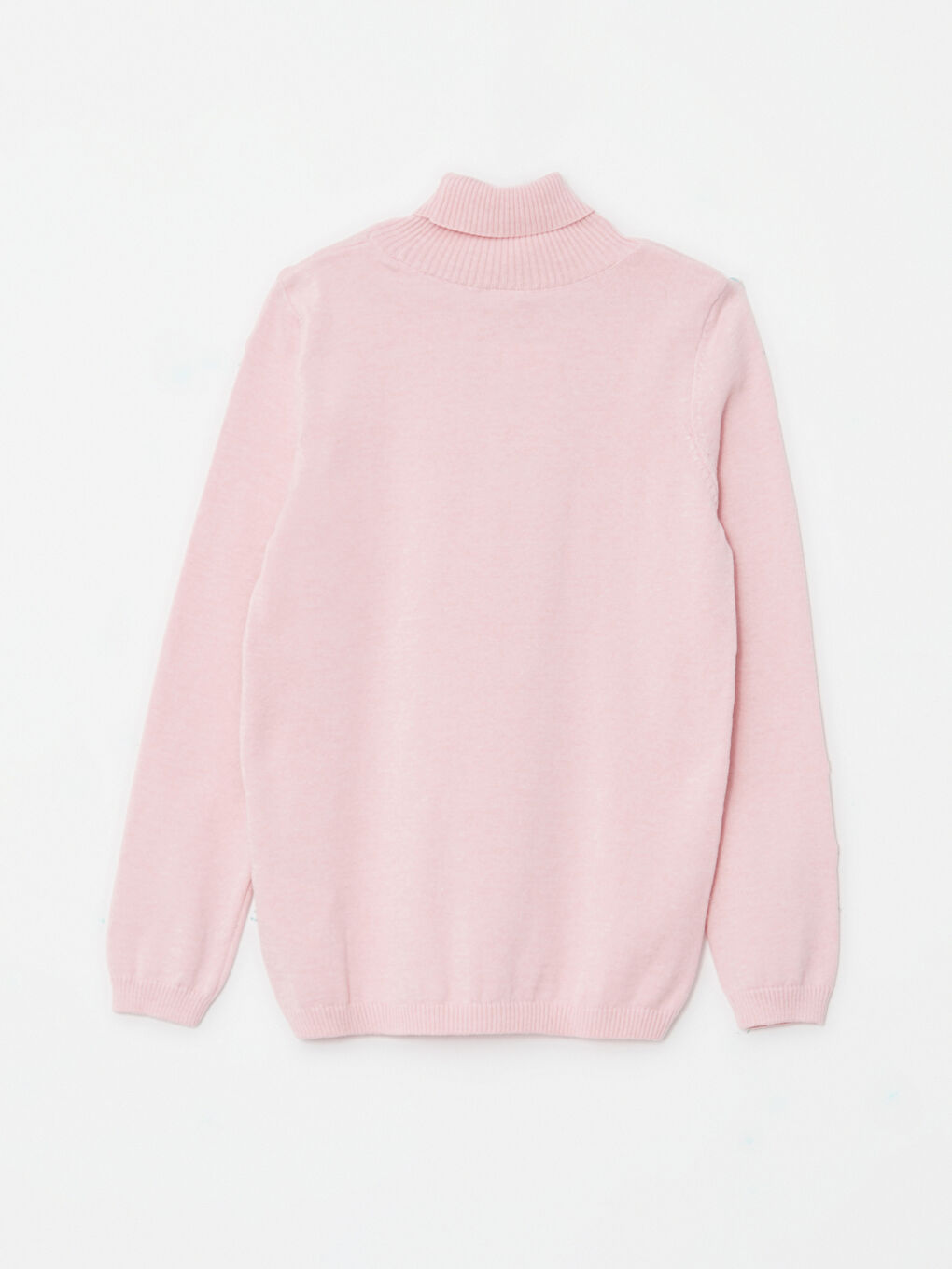 Pembe Balıkçı Yaka Basic Uzun Kollu Kız Çocuk Triko Kazak-1