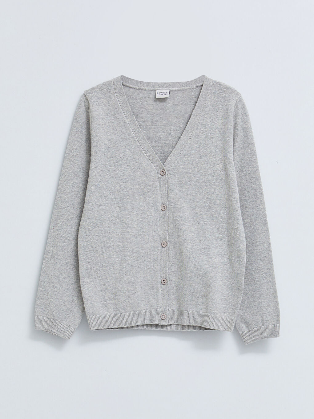 V Neck Basic Long Sleeve Girls' Knitwear Cardigan