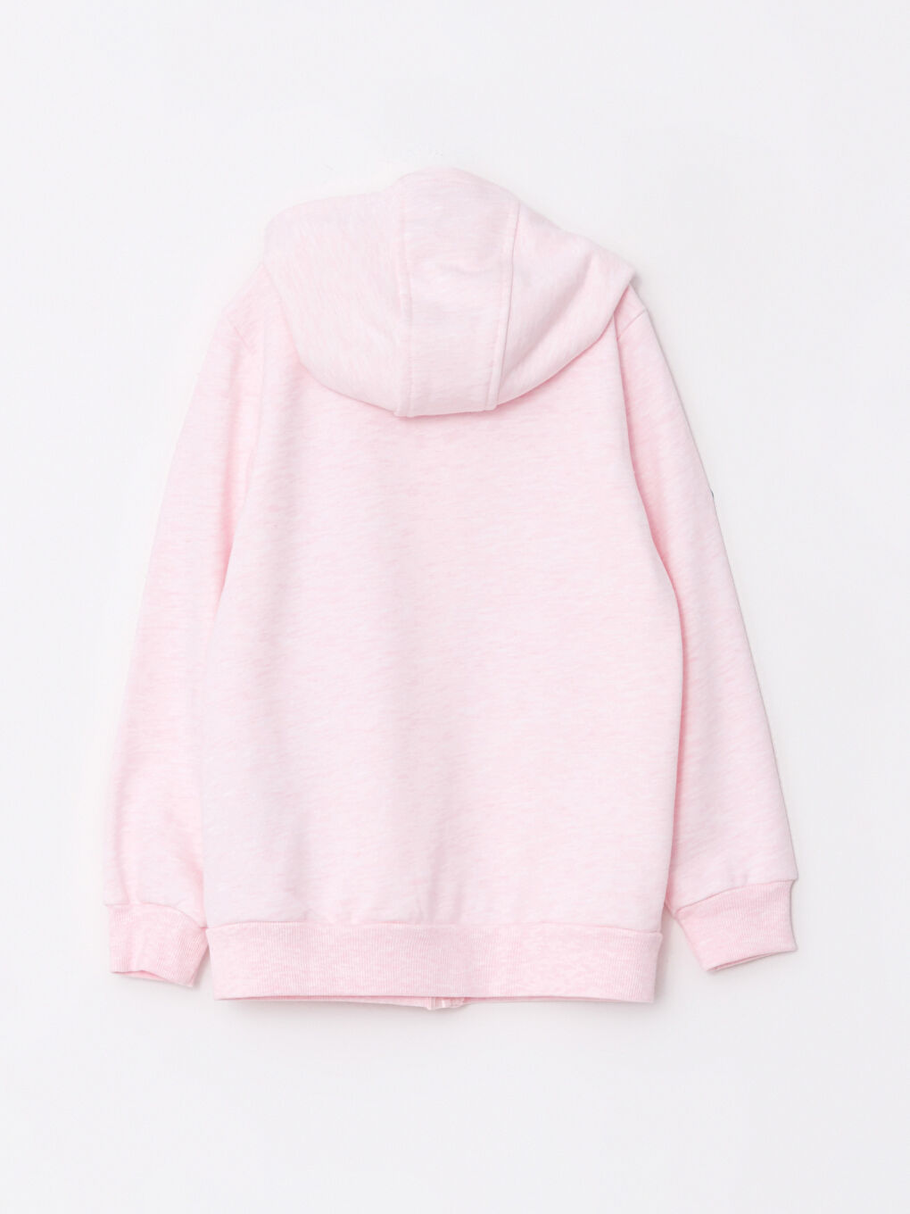 LCW Kids Pembe Melanj Kapüşonlu Basic Uzun Kollu Kız Çocuk Fermuarlı Sweatshirt - 1