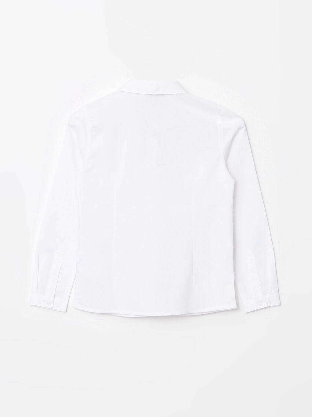 قميص بناتي بأكمام طويلة وتفاصيل كشكش من البوبلين-1