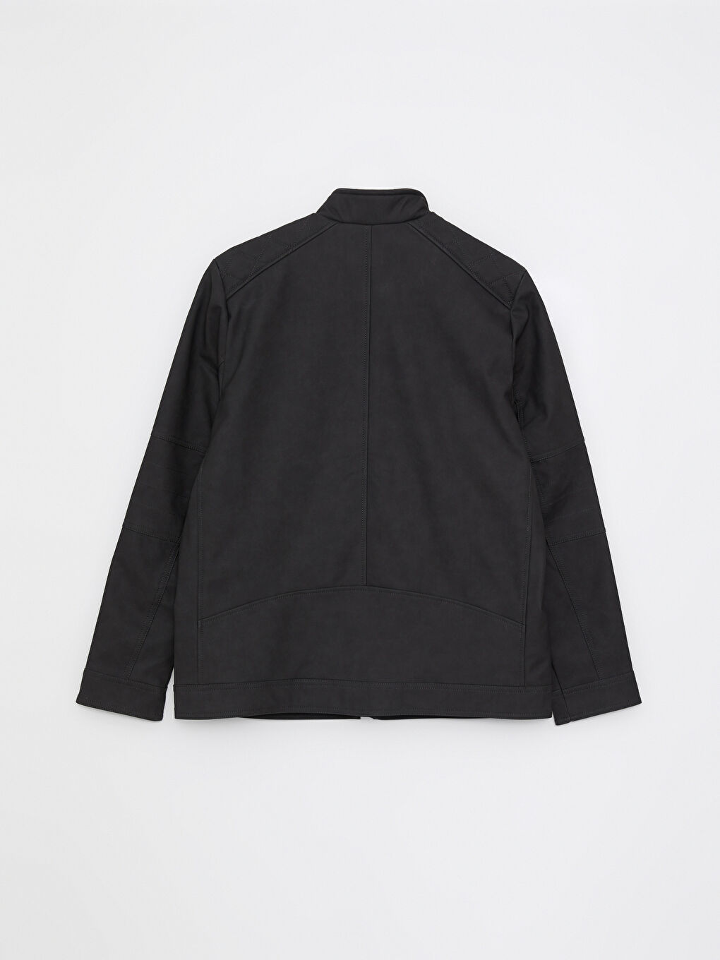 Standard Fit Collared Neck Men's Leather Look Coat-7