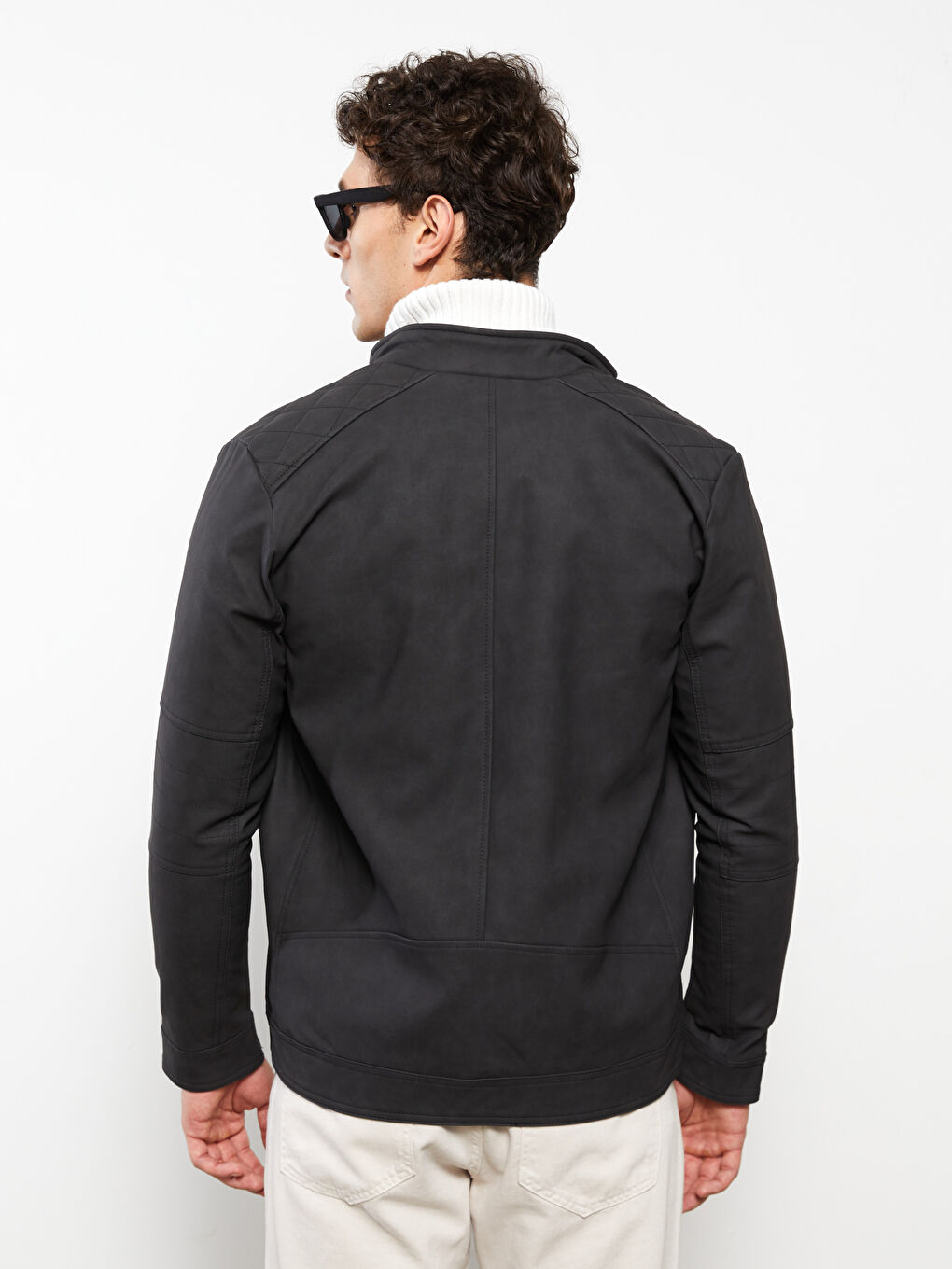 Manteau en Similicuir à Col Chemise pour Hommes Coupe Standard-4