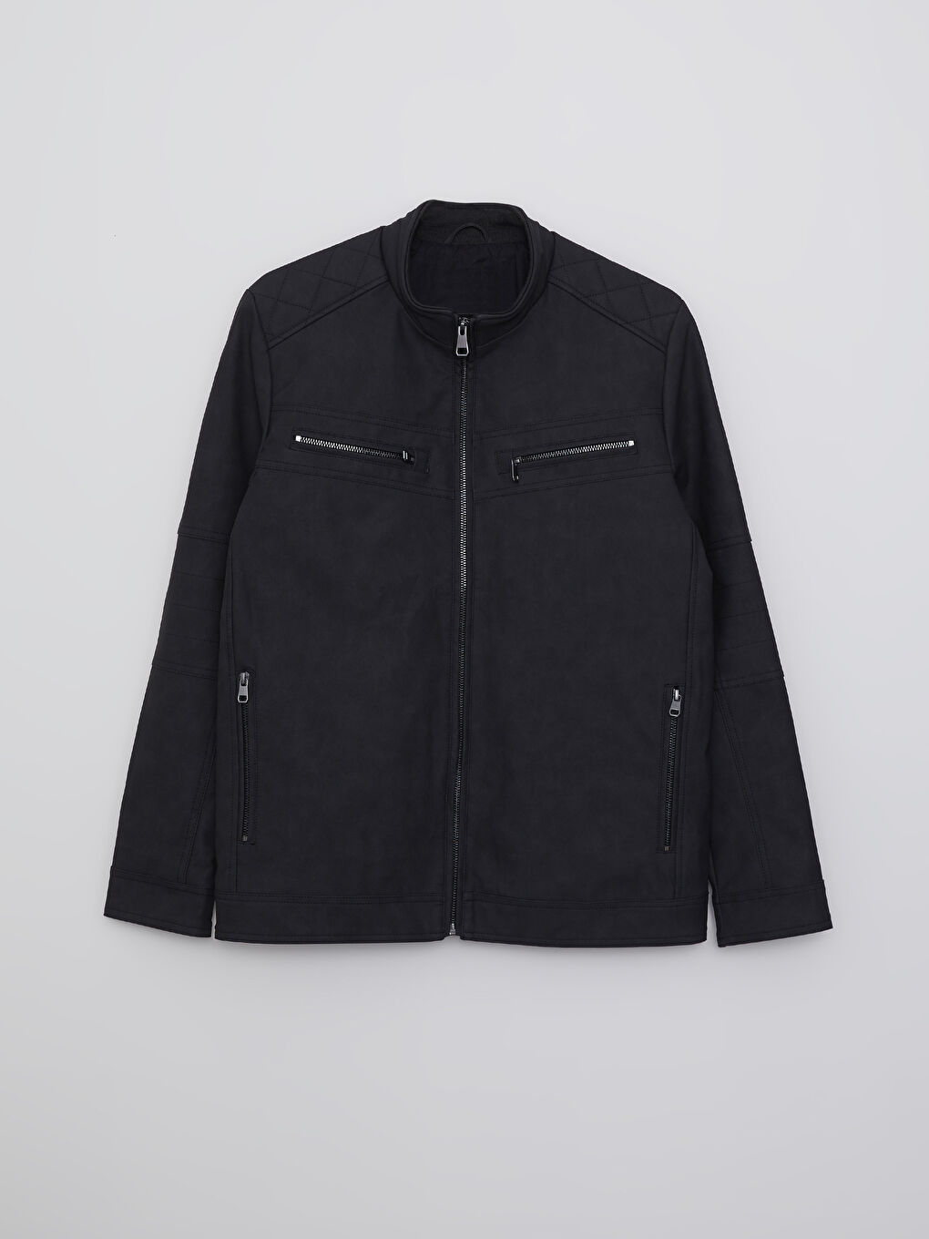 Manteau en Similicuir à Col Chemise pour Hommes Coupe Standard-6