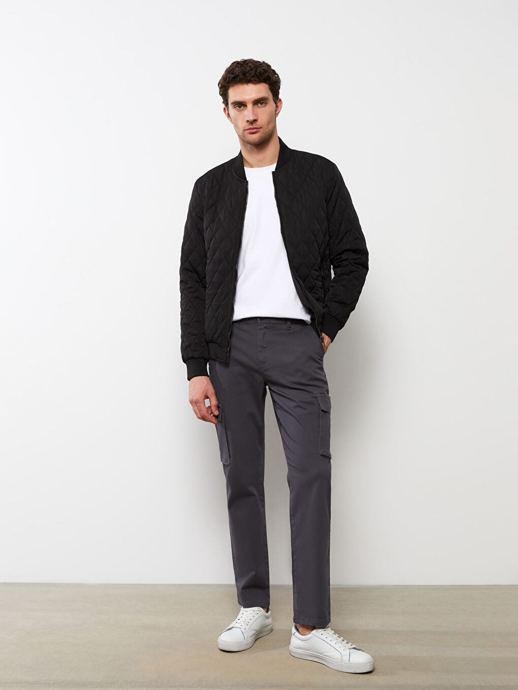 Пуховик Мужской Стандартного Кроя С Воротником Колледж