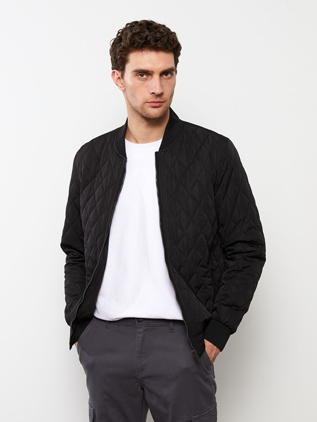 Пуховик Мужской Стандартного Кроя С Воротником Колледж-1