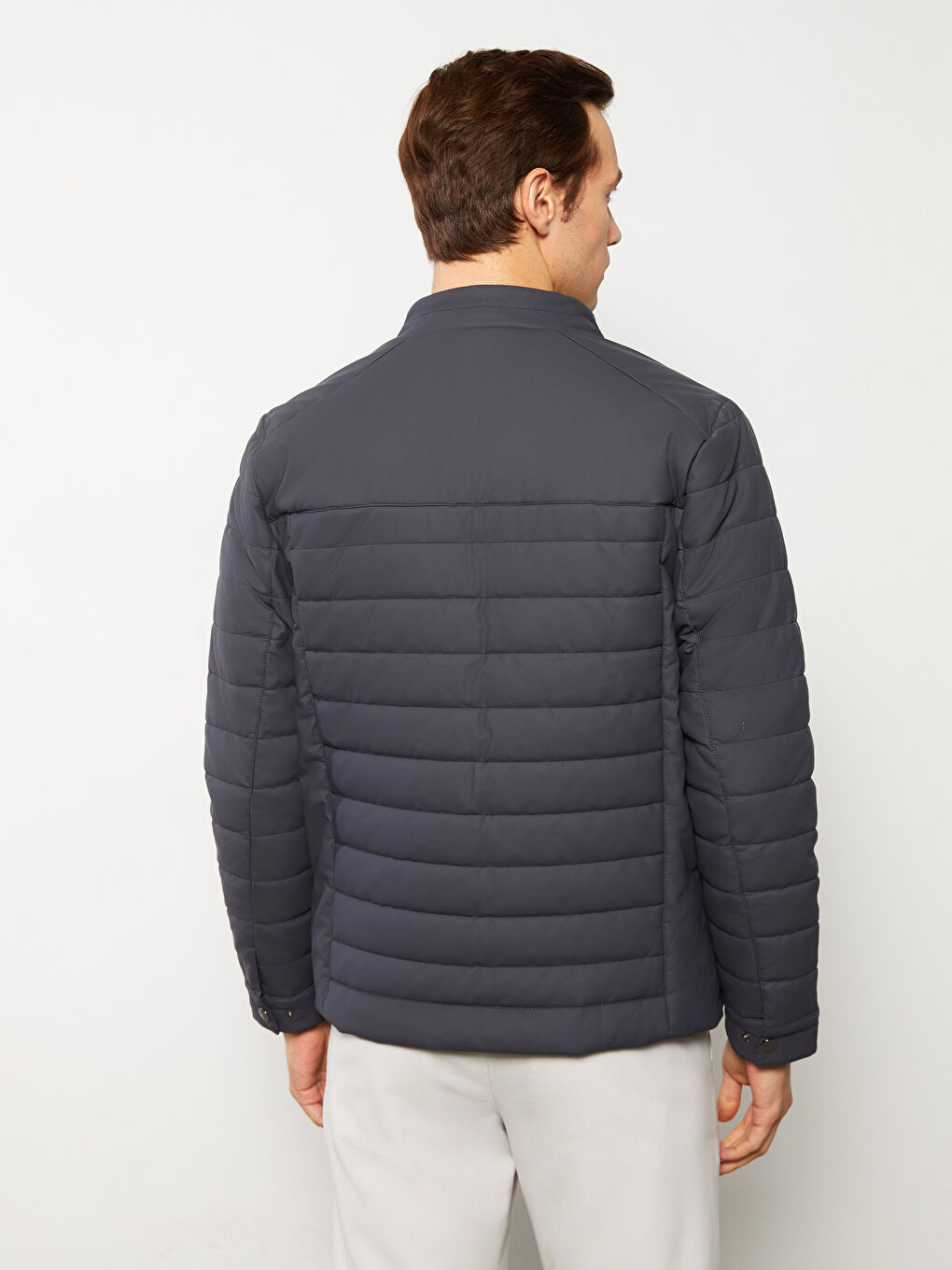 Standard Fit Collared Neck Men's Leather Look Coat-4