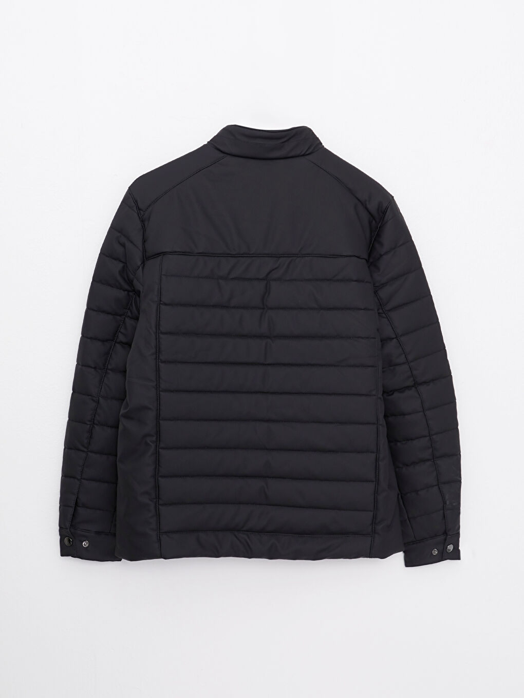 სტანდარტული მორგების საყელოიანი მამაკაცის ტყავის იმიტაციის ქურთუკი-6