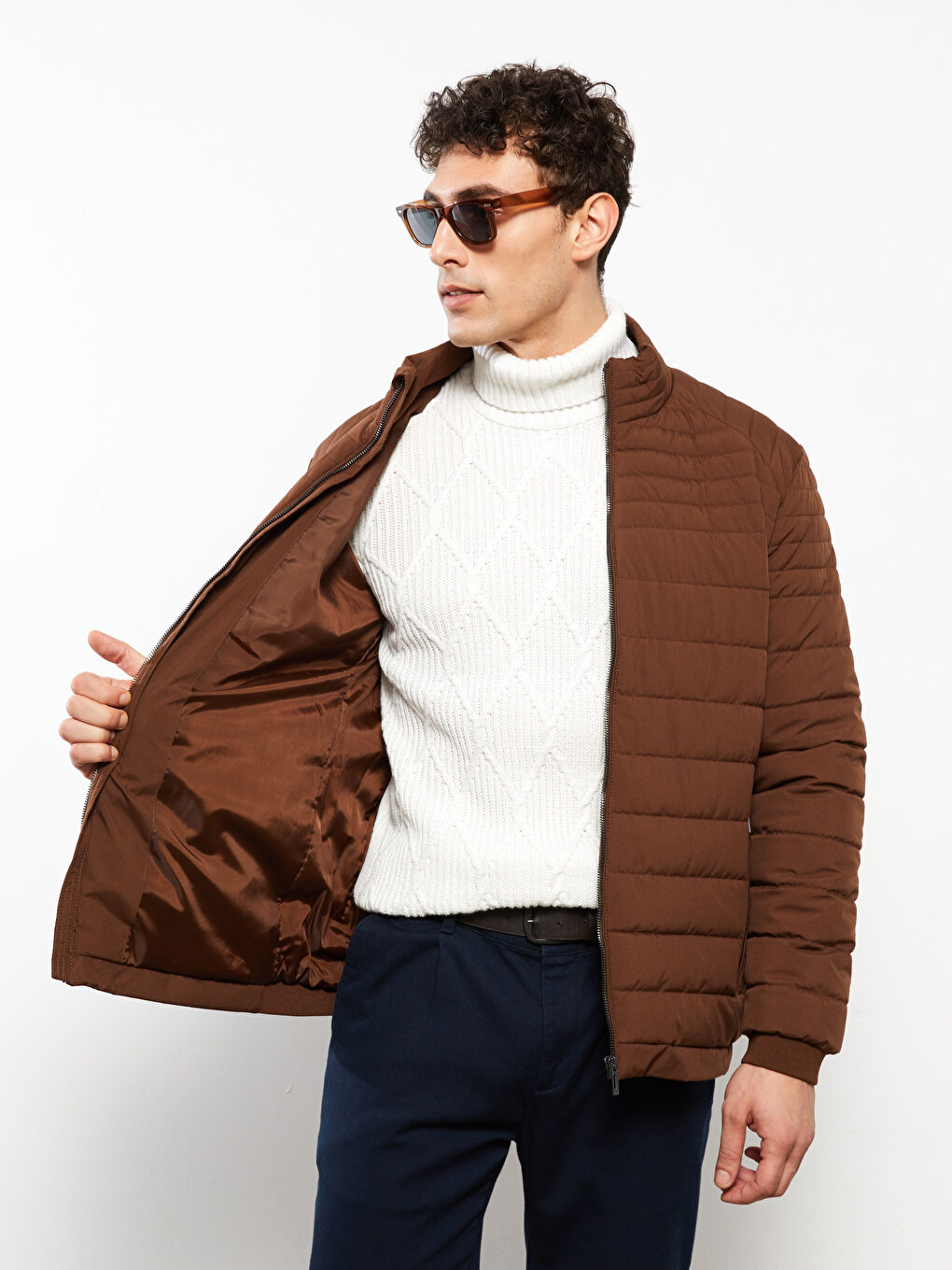 Manteau Bouffant pour Hommes Coupe Standard à Col Cheminée-1