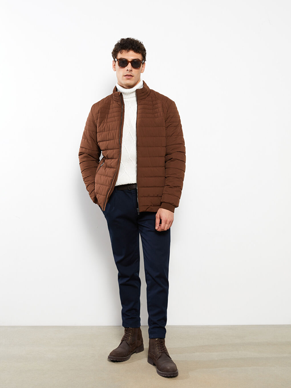 Manteau Bouffant pour Hommes Coupe Standard à Col Cheminée-2