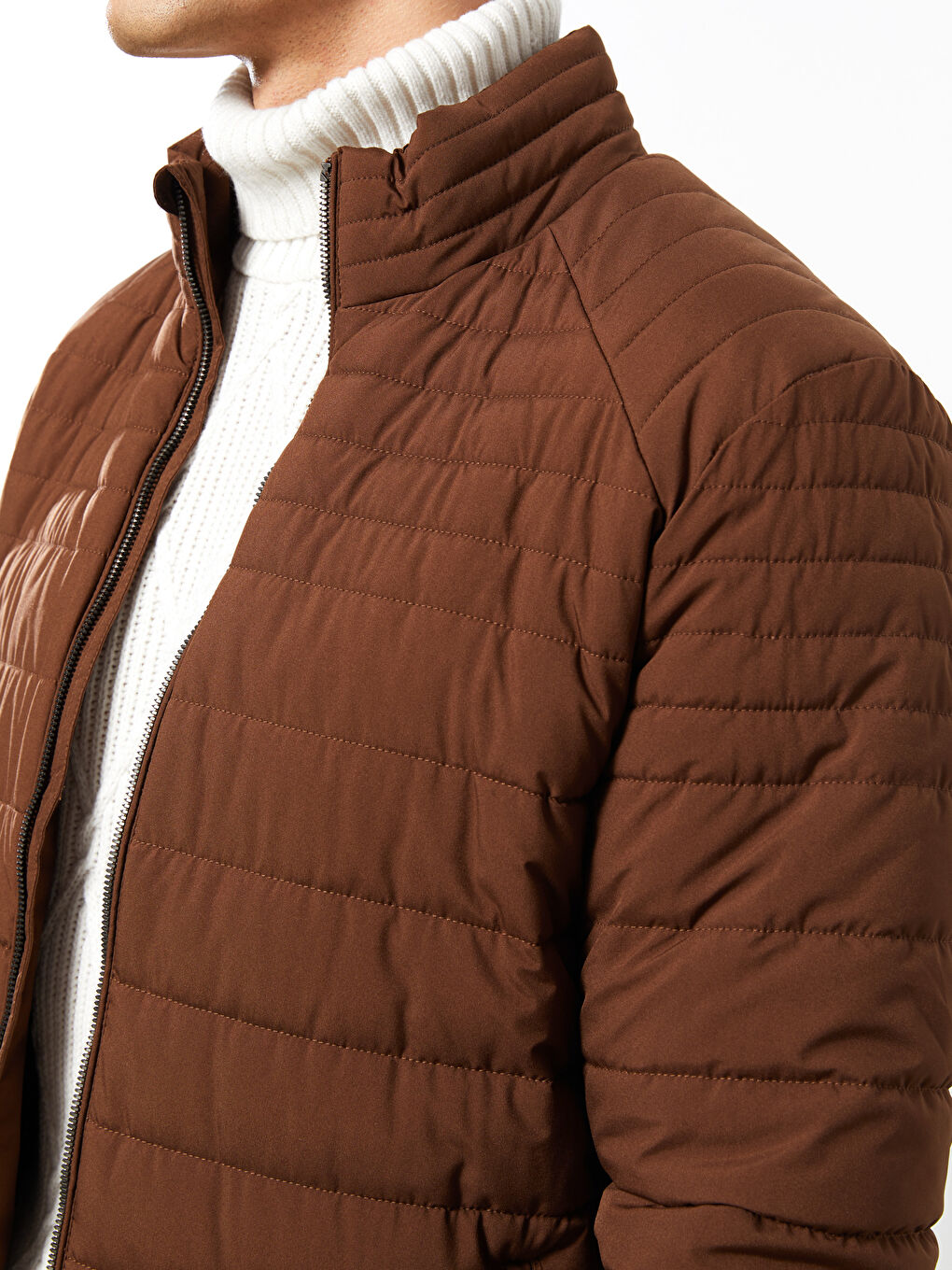 Manteau Bouffant pour Hommes Coupe Standard à Col Cheminée-3
