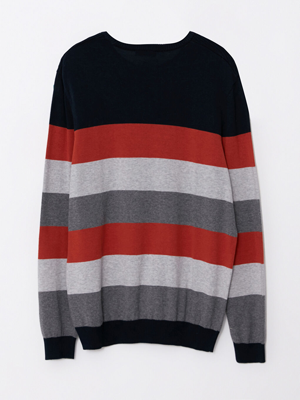 Crew Neck Long Sleeve Striped Men's Knitwear Sweater-6