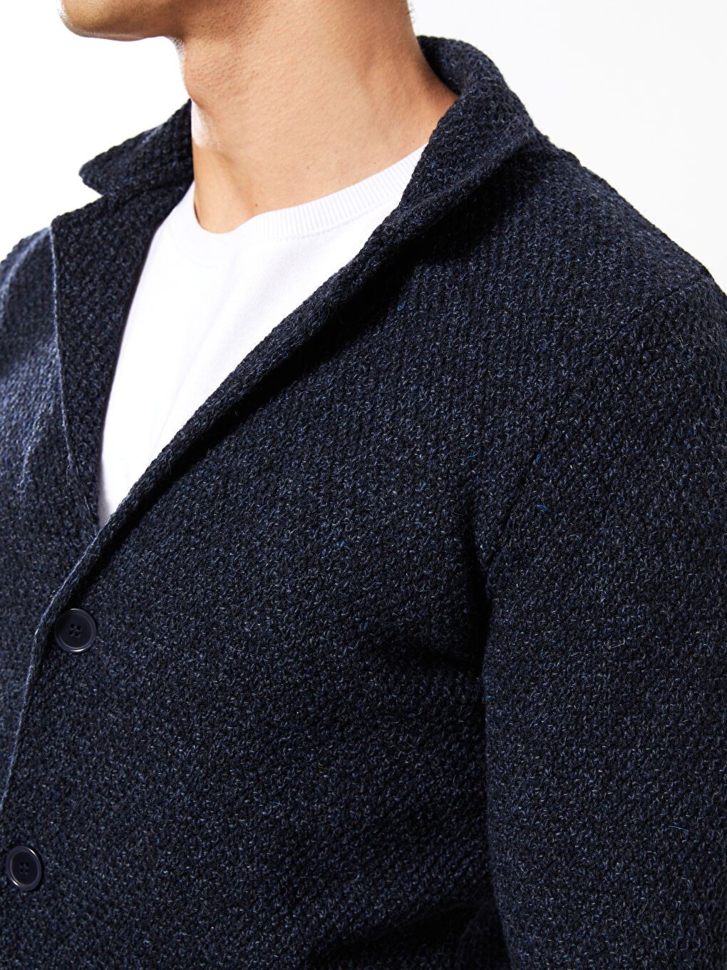 Lacivert Standart Kalıp Uzun Kollu Erkek Triko Hırka-3