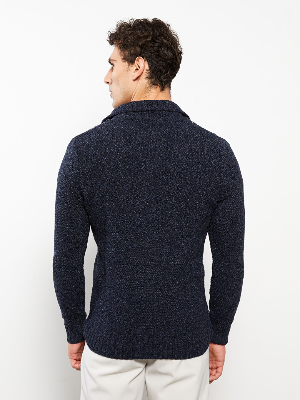 Lacivert Standart Kalıp Uzun Kollu Erkek Triko Hırka-4