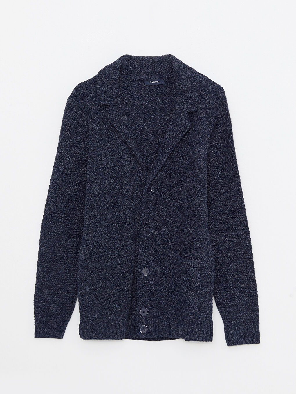 Lacivert Standart Kalıp Uzun Kollu Erkek Triko Hırka-5