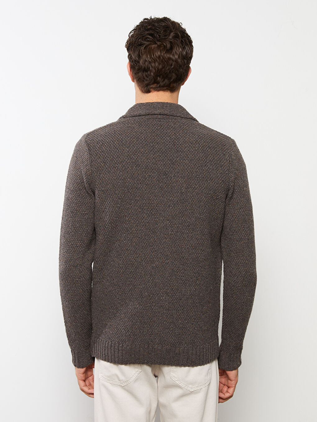 Standard Fit Long Sleeve Men's Tricot Cardigan-3