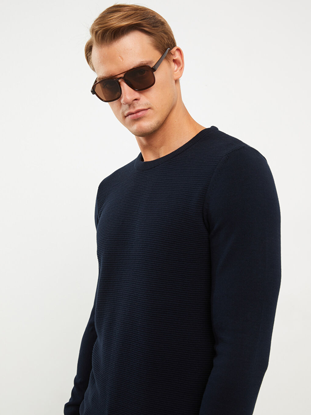 Rundhalsausschnitt Langarm Herren Strickpullover-2
