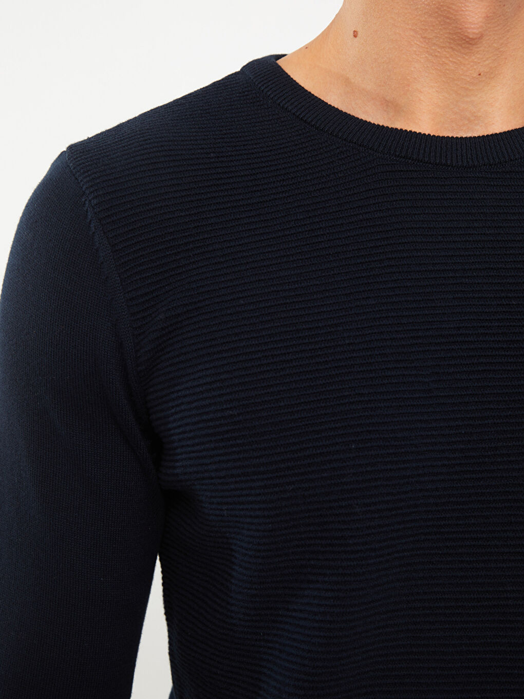 Rundhalsausschnitt Langarm Herren Strickpullover-3