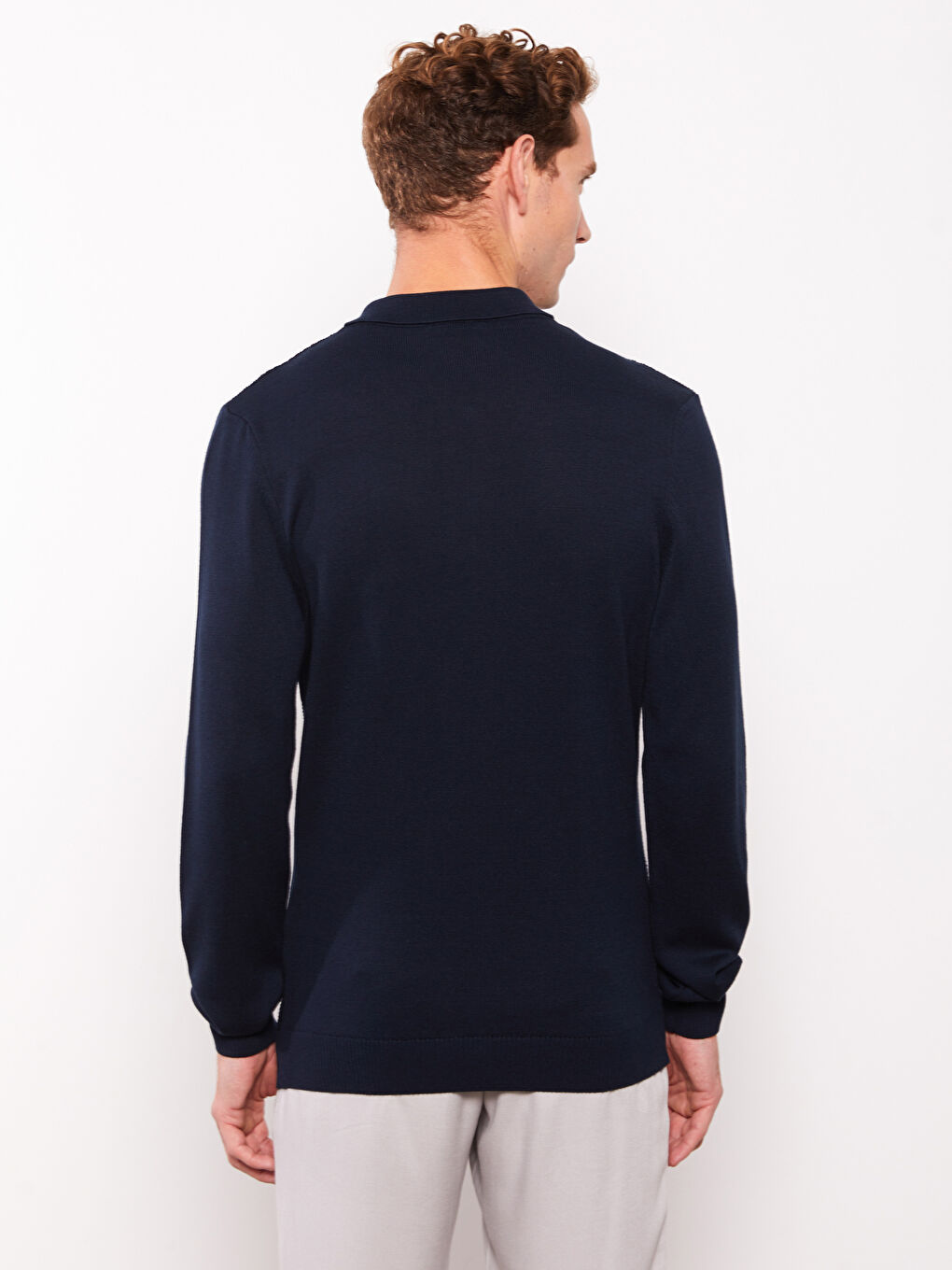 Polo Neck Long Sleeve Men's Knitwear Sweater-8