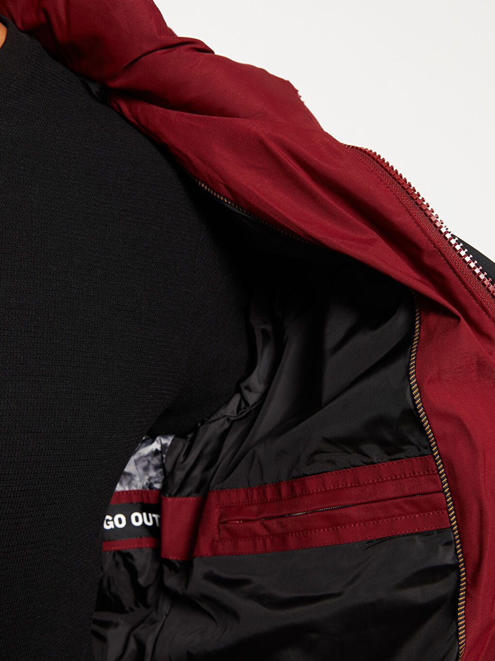 Ерлерге арналған стандартты пішім капюшонды пуховик пальто-5