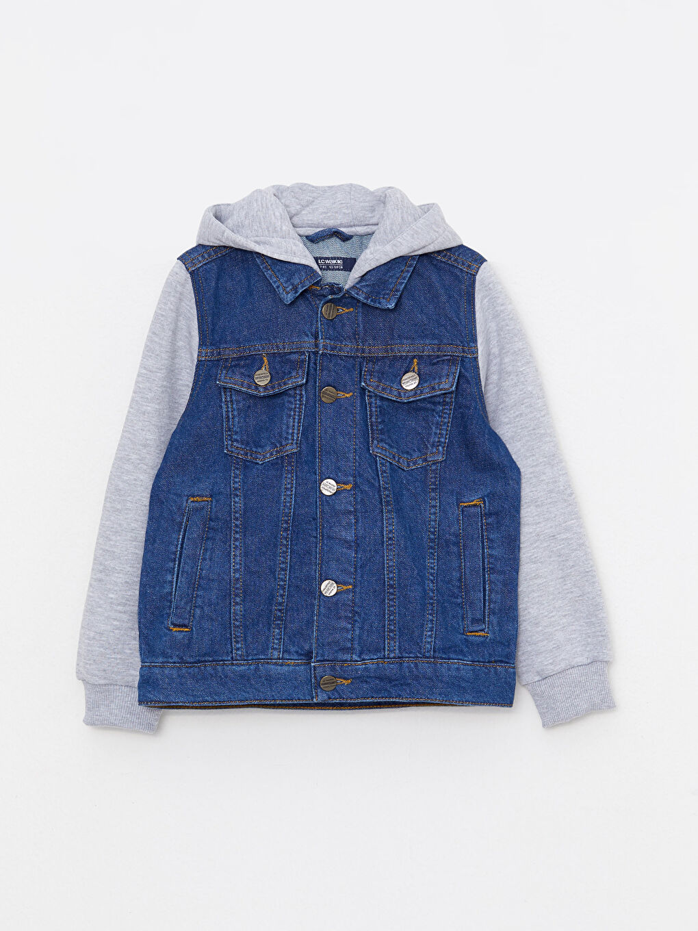 İndigo Kapüşonlu Erkek Çocuk Jean Ceket