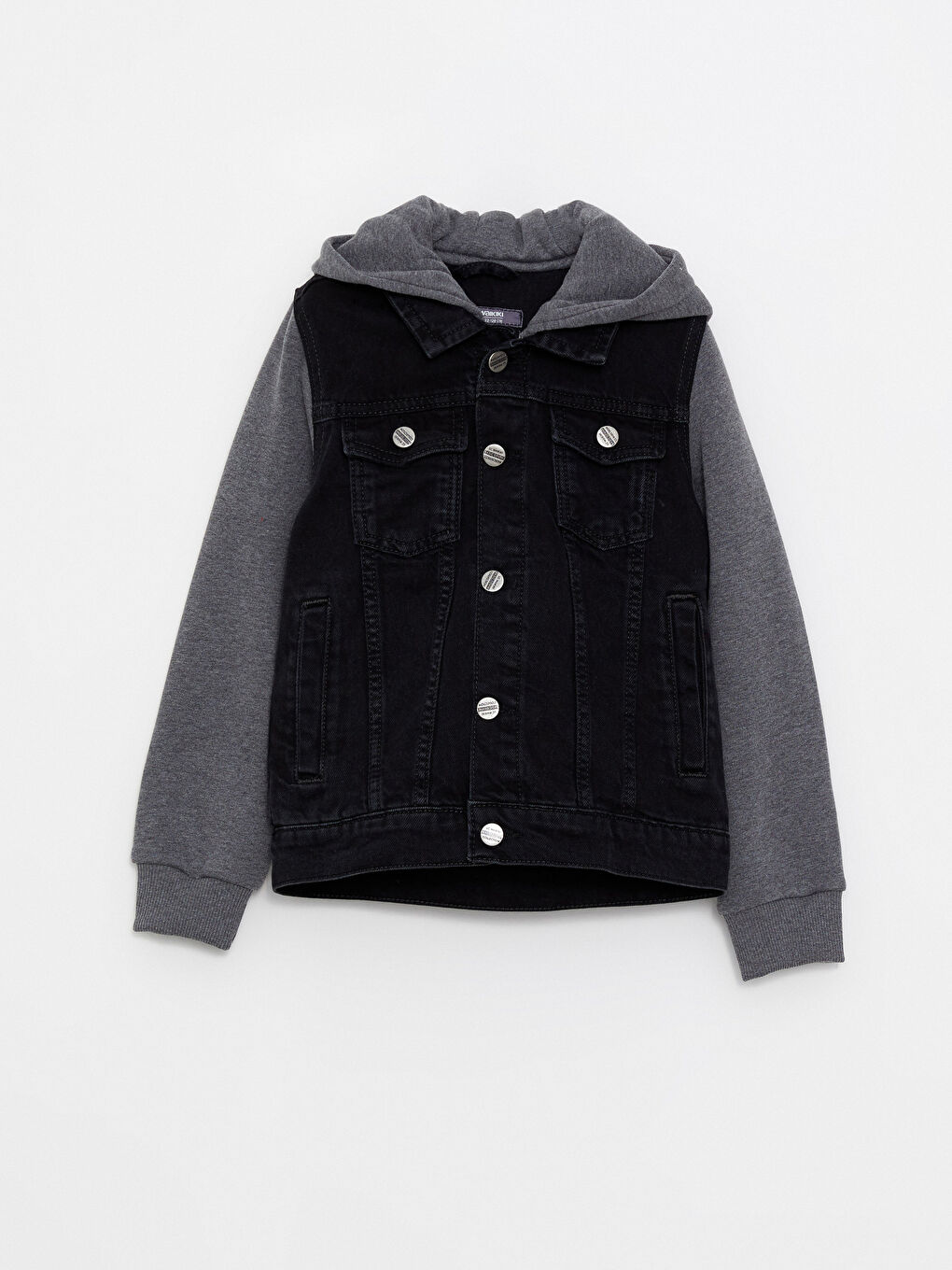 Siyah Kapüşonlu Erkek Çocuk Jean Ceket