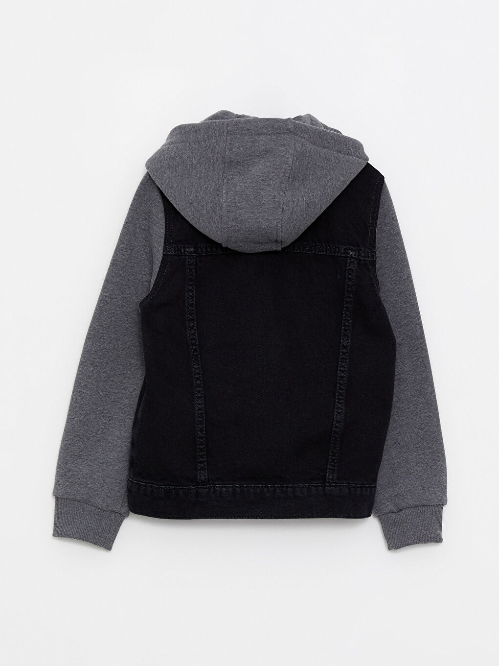 Siyah Kapüşonlu Erkek Çocuk Jean Ceket-2