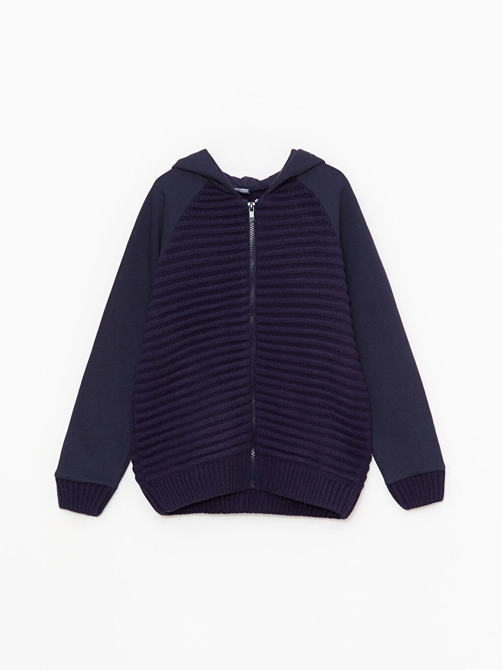 კაპიუშონიანი უბრალო გრძელმკლავიანი ბიჭების ელვაშესაკრავიანი ტრიკოტაჟის კარდიგანი