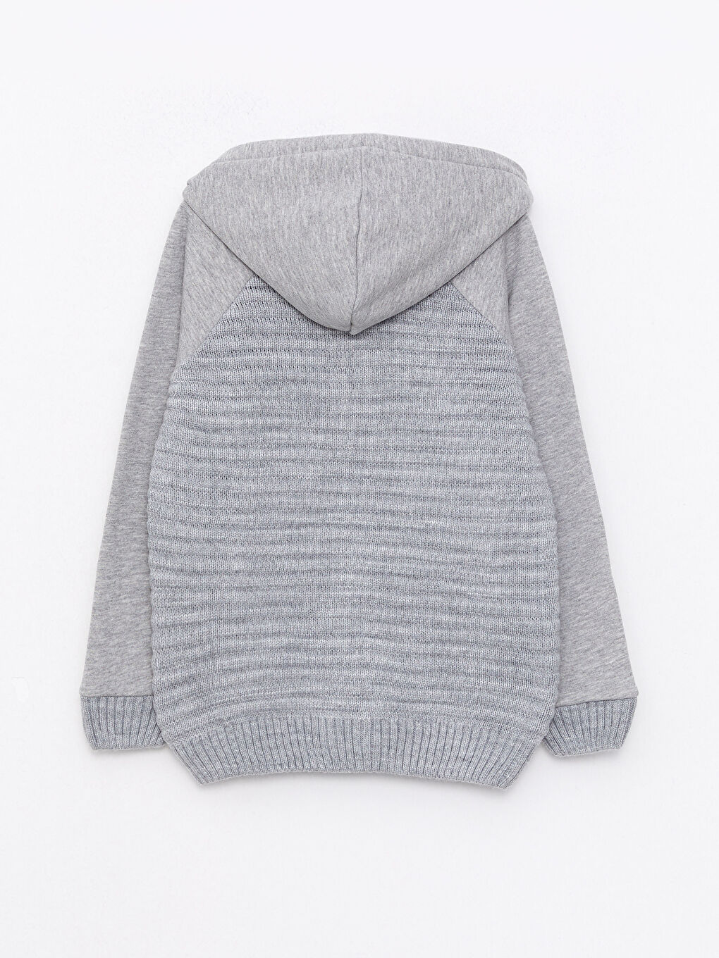 Hooded Basic Long Sleeve Boy Zippered Tricot Cardigan-1