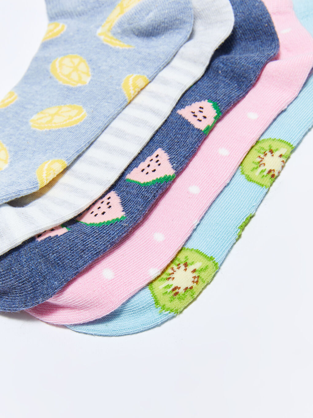 Mavi Desenli Kadın Patik Çorap 5'li-2