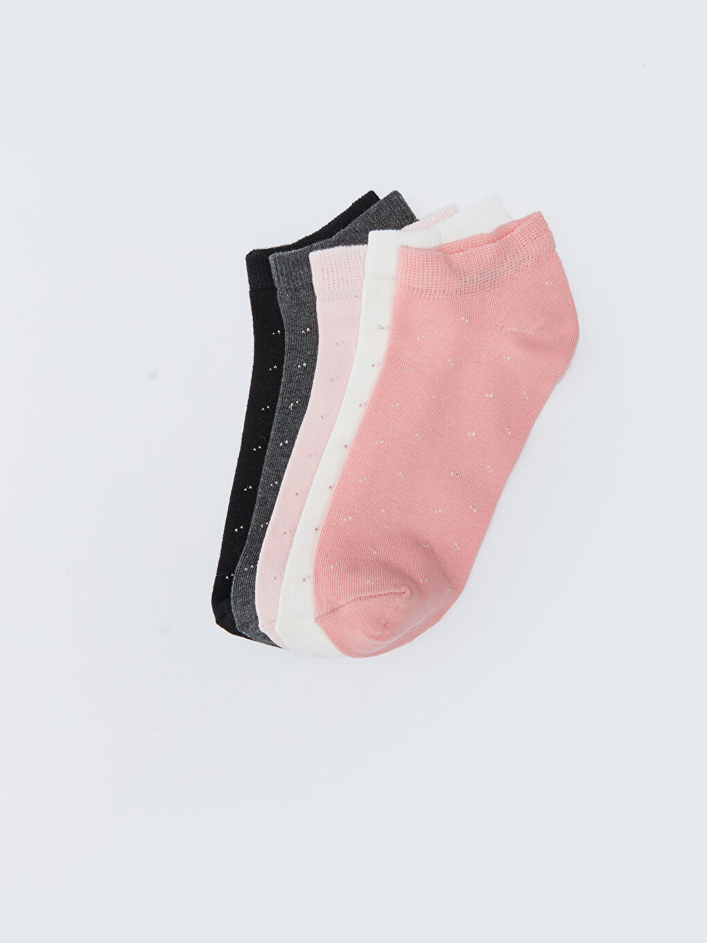 Pembe Desenli Kadın Patik Çorap 5'li
