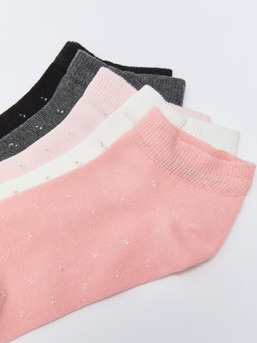 Pembe Desenli Kadın Patik Çorap 5'li-2