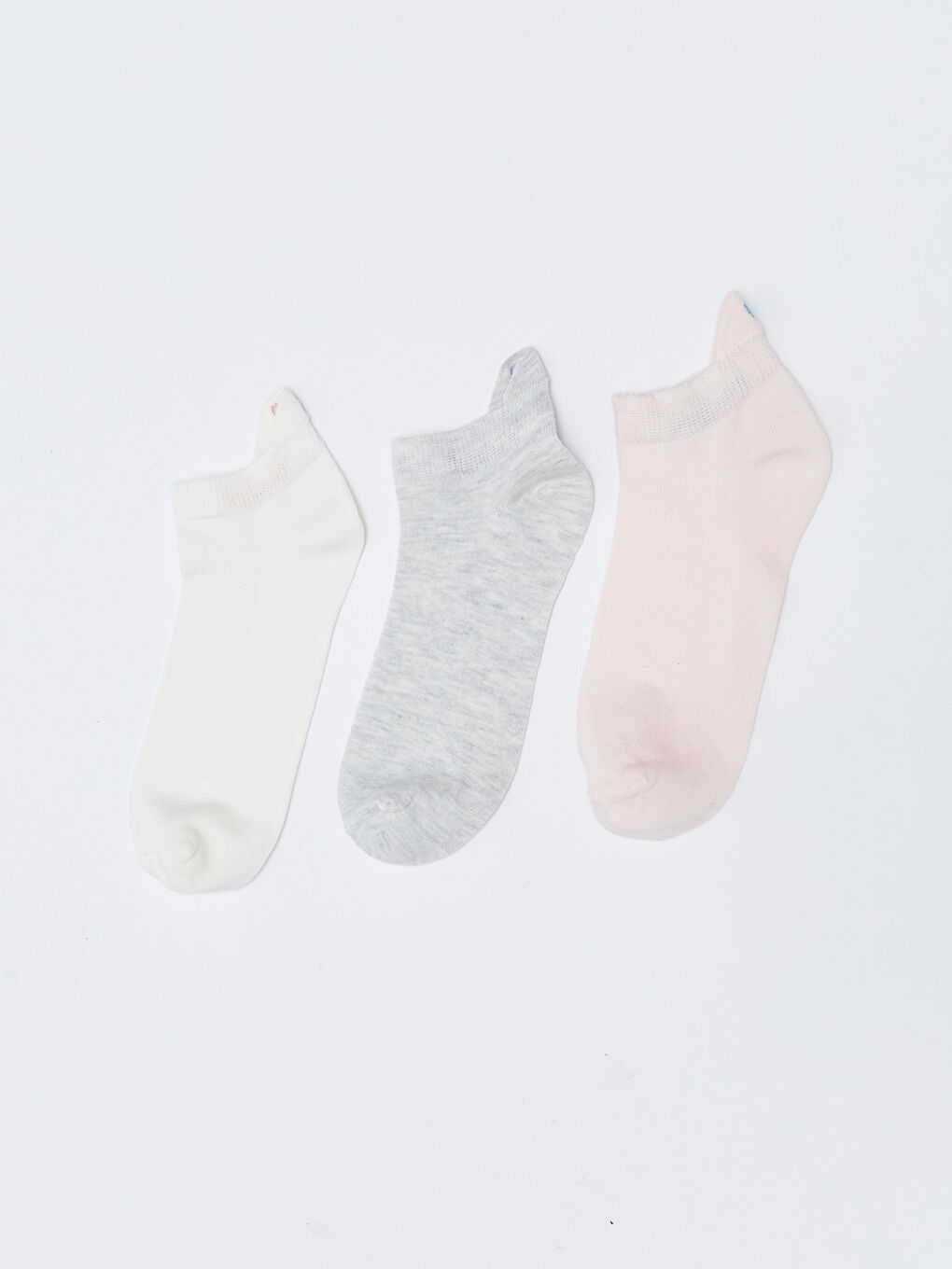 Ekru Baskılı Kadın Patik Çorap 3'lü-1