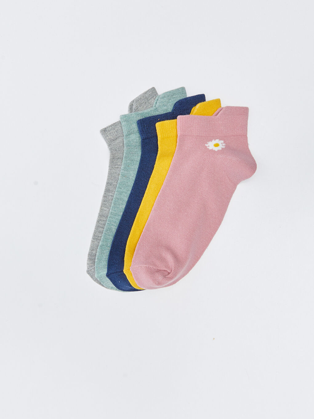 Lila Baskılı Kadın Patik Çorap 5'li