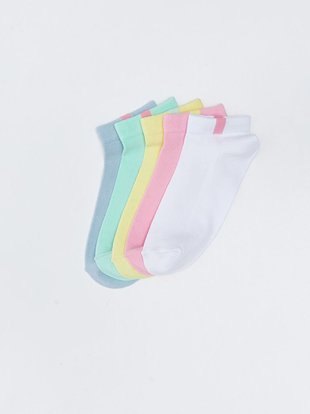 Beyaz Kadın Düz Patik Çorap 5'li