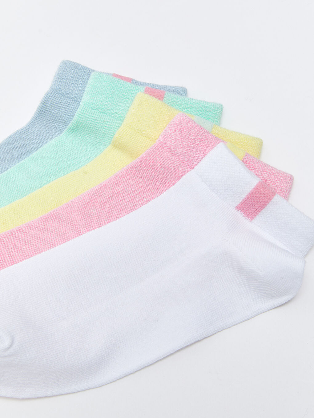 Beyaz Kadın Düz Patik Çorap 5'li-2