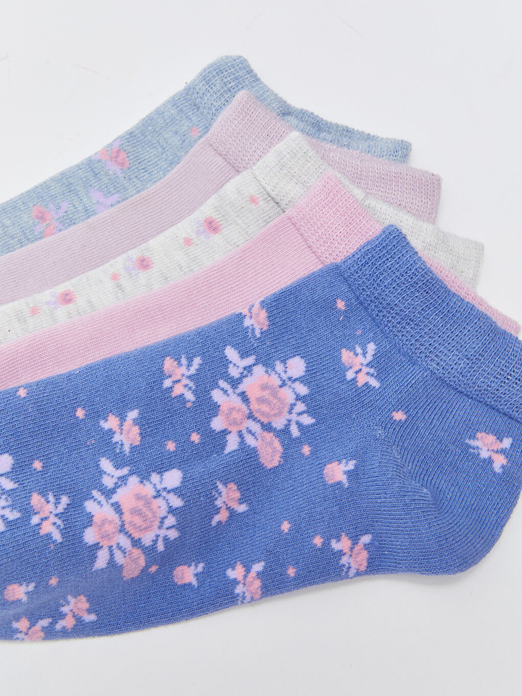 Mavi Desenli Kadın Patik Çorap 5'li-2