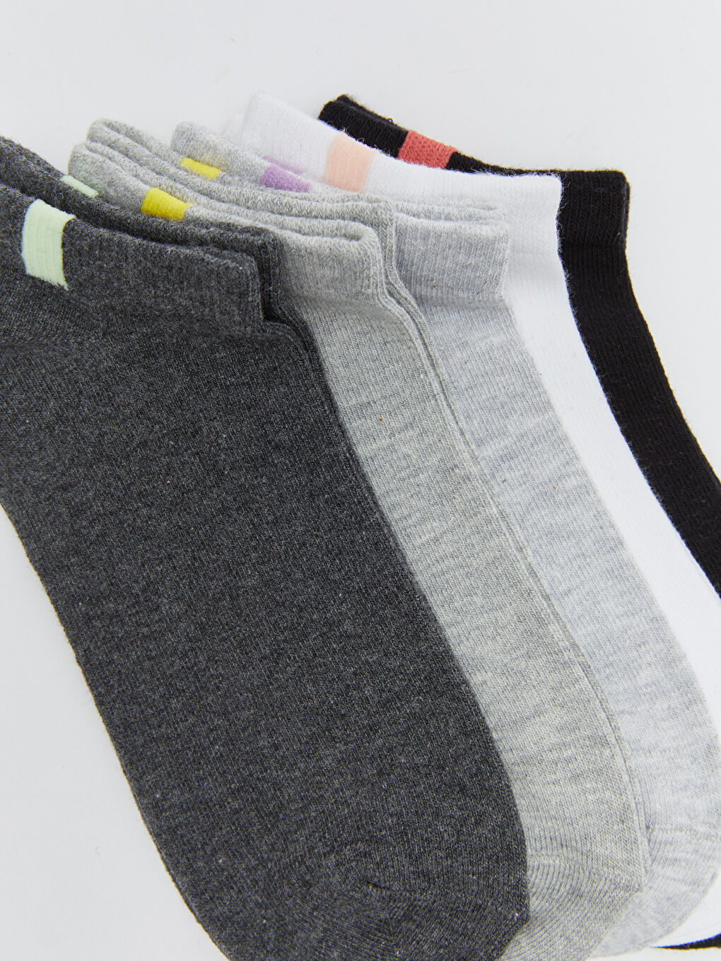 Gri Renk Bloklu Kadın Patik Çorap 5'li-2