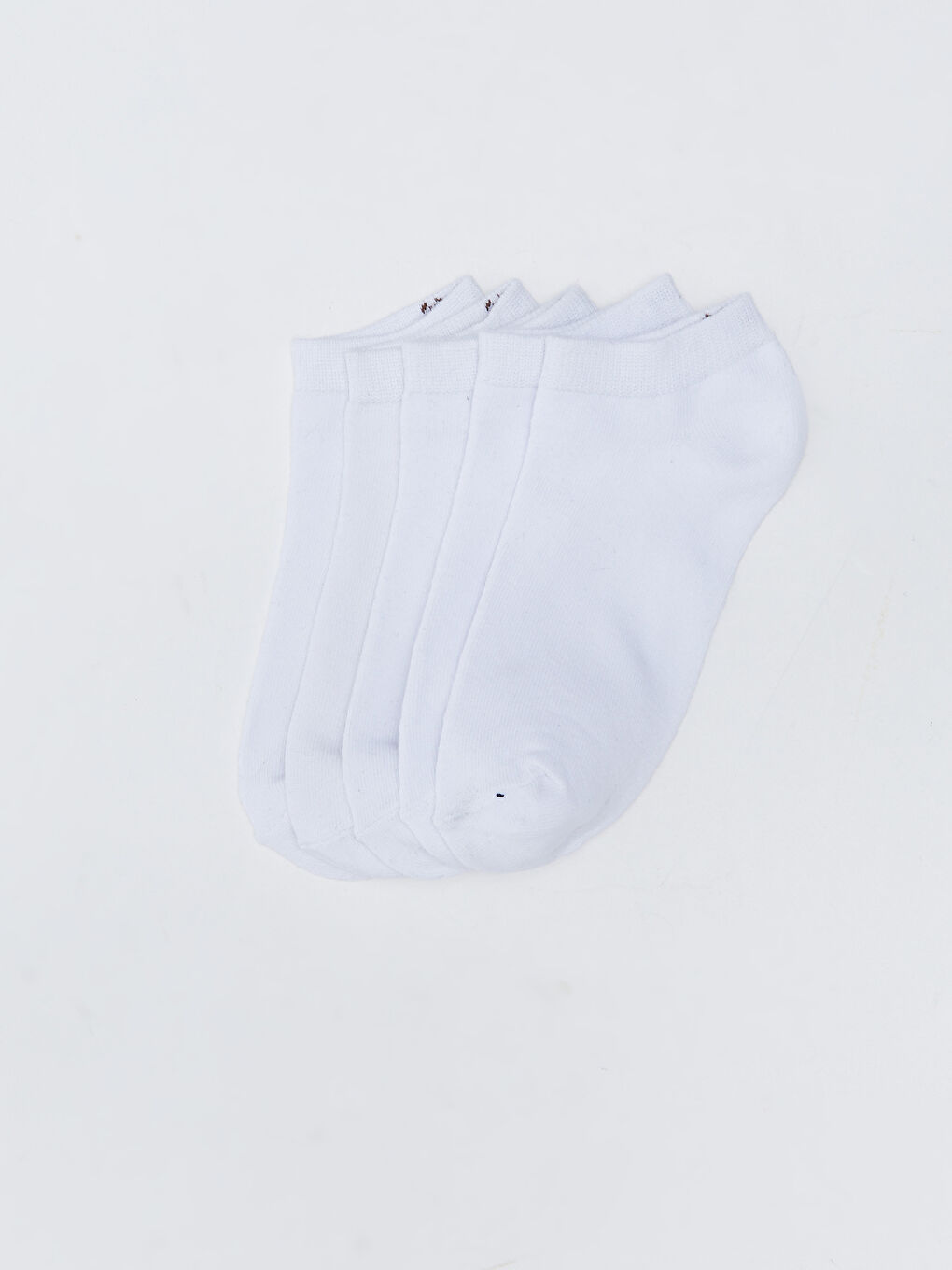 Beyaz Kadın Düz Patik Çorap 5'li