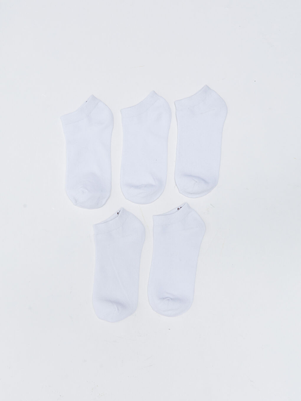 Beyaz Kadın Düz Patik Çorap 5'li-1