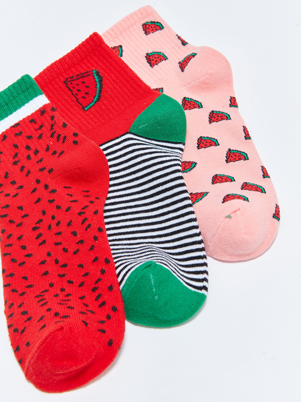 Kırmızı Desenli Kadın Soket Çorap 3'lü-2