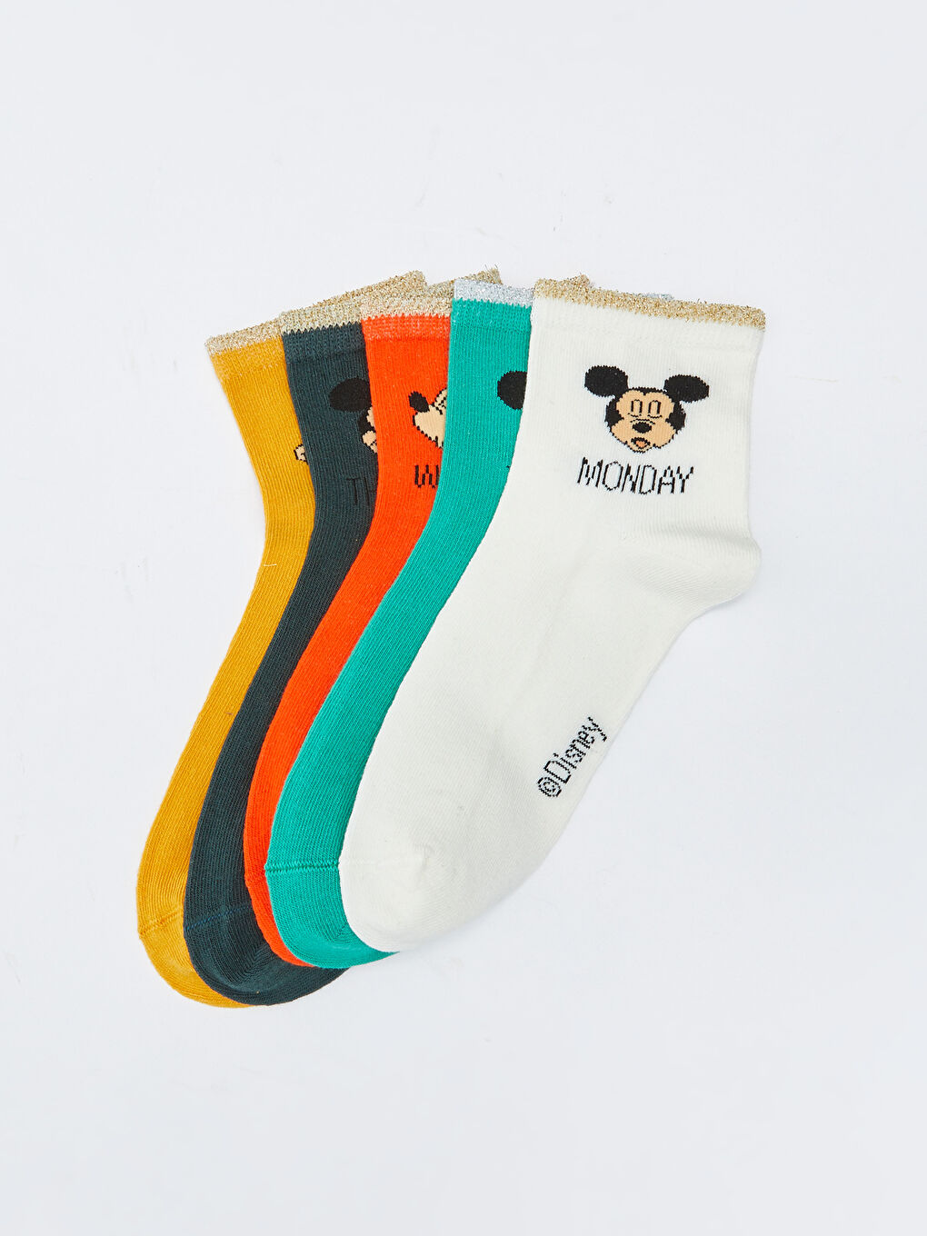 Ekru Baskılı Kadın Soket Çorap 5'li