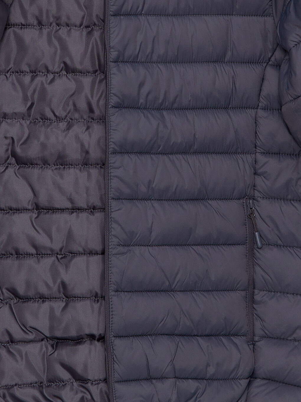 Gri Standart Kalıp Dik Yaka Erkek Şişme Mont-7