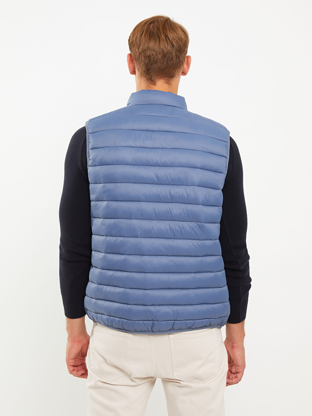 Жилет Дутый Мужской Стандартного Кроя С Воротником-Трубой-4