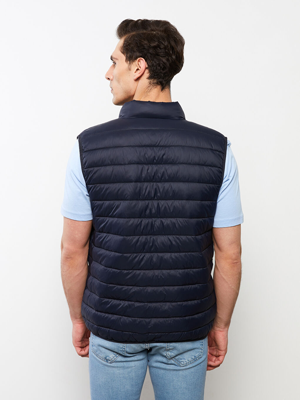 Жилет Дутый Мужской Стандартного Кроя С Воротником-Трубой-5